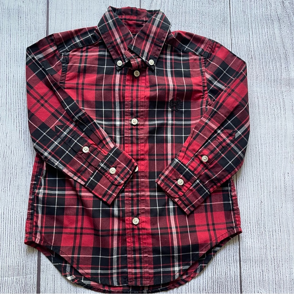 Chaps Red Plaid Long Sleeve Button Down Size 2/2T